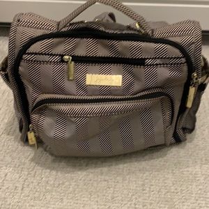 Jujube backpack diaper bag. Black and white herringbone.